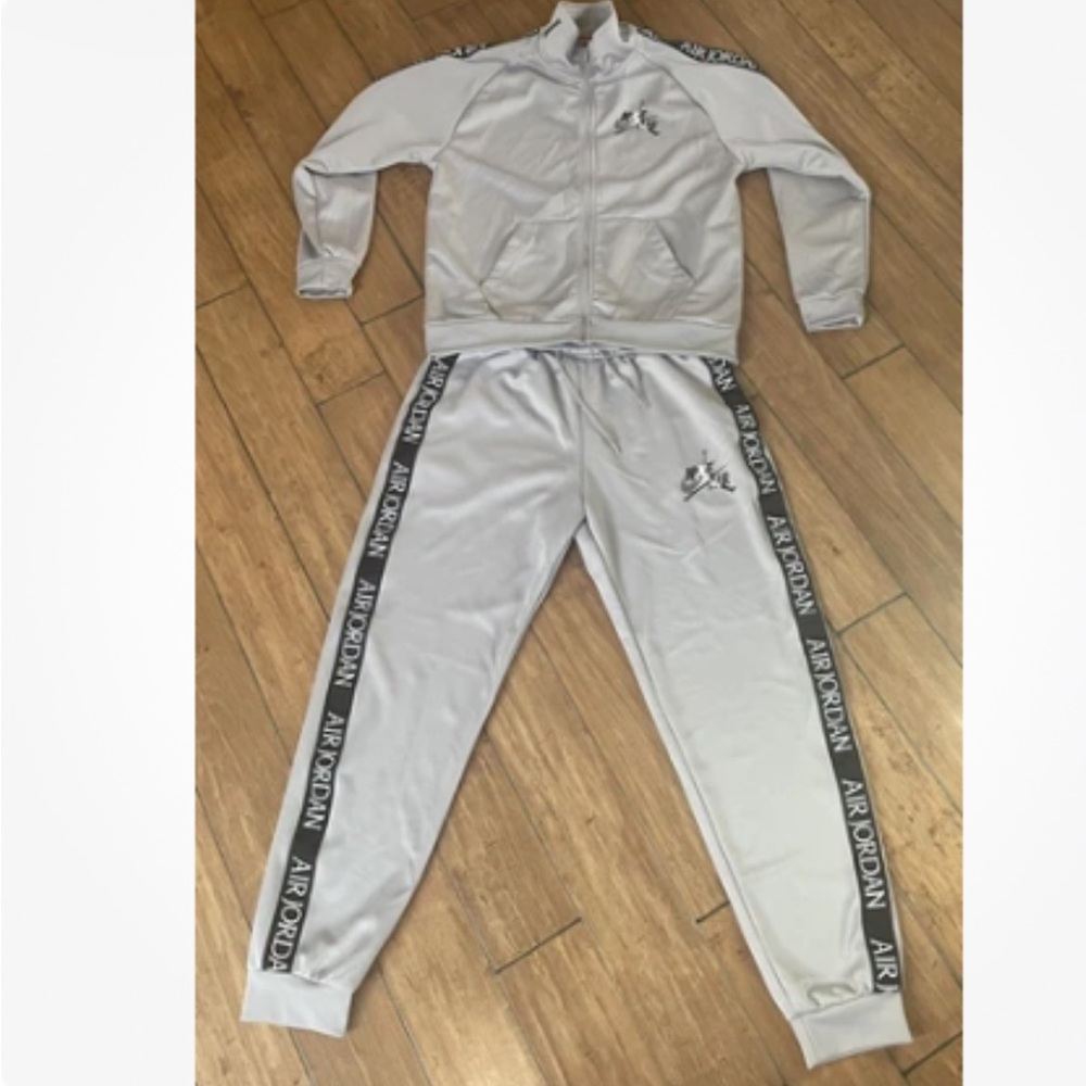 Air Jordan Grey and Black Taped Athletic Suit Size L Worn 2x.